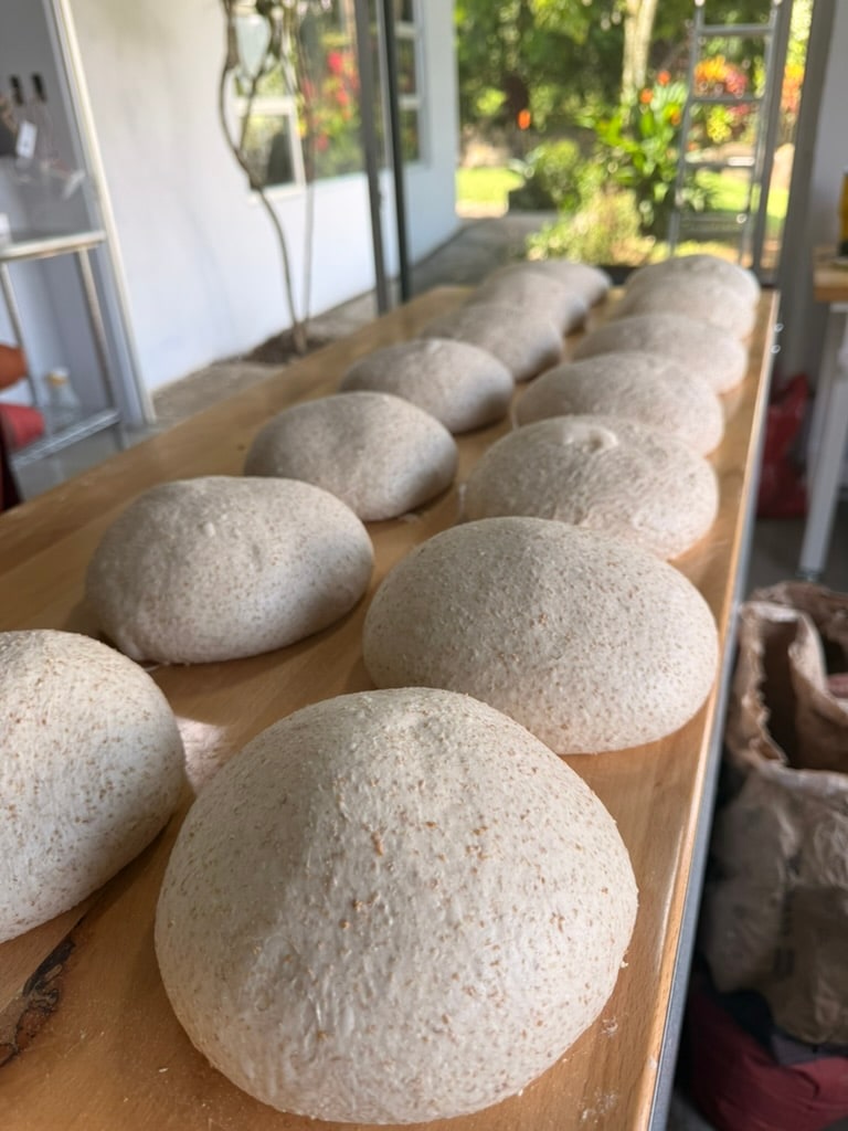 Panadero trabajando una pieza de masa con cuidado